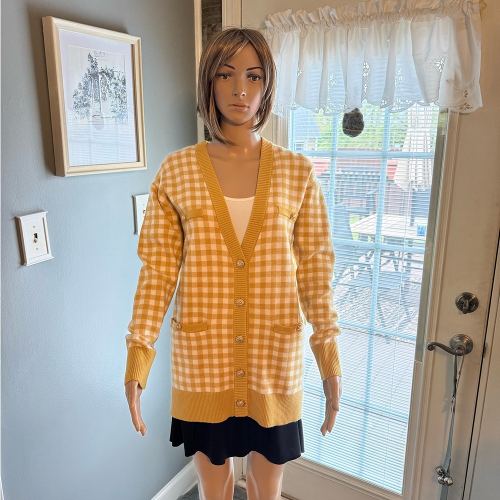 Joie Checkered Cardigan SZ SM NWT